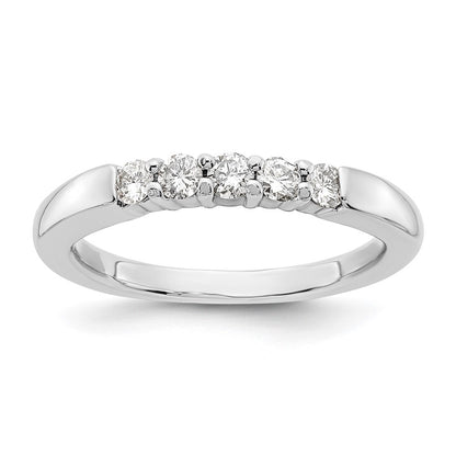 14K White Gold 5-Stone Real Diamond Band