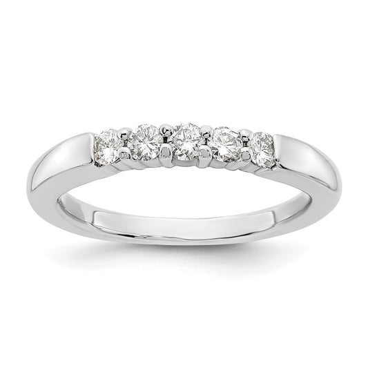 14K White Gold 5-Stone Real Diamond Band