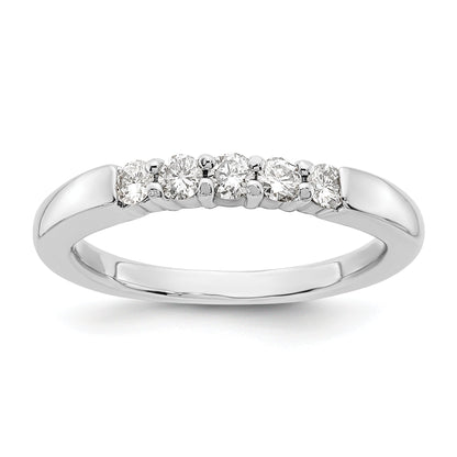 0.25ct. CZ Solid Real 14K White Gold 5-Stone Wedding Band Ring