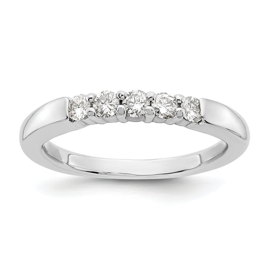 0.25ct. CZ Solid Real 14K White Gold 5-Stone Wedding Band Ring