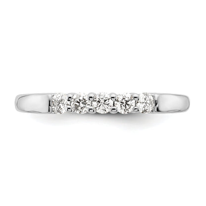 0.33ct. CZ Solid Real 14K White Gold 5-Stone Wedding Band Ring