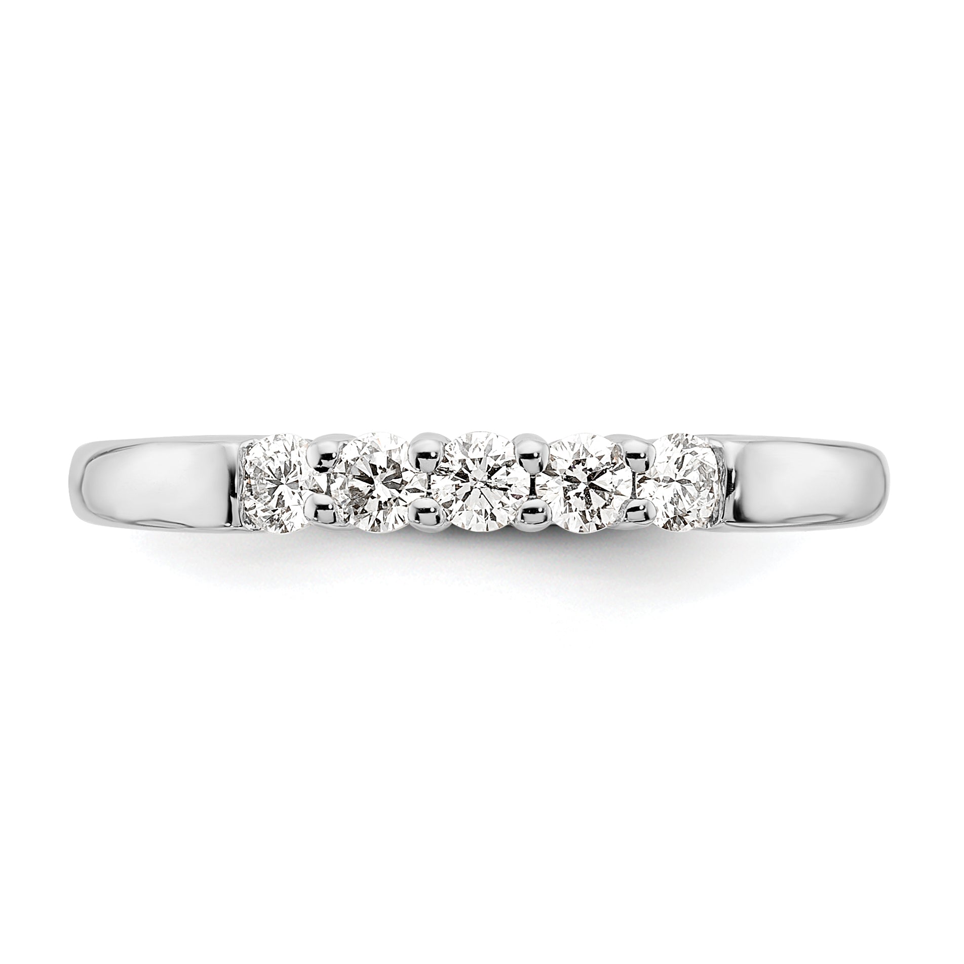 0.33ct. CZ Solid Real 14K White Gold 5-Stone Wedding Band Ring