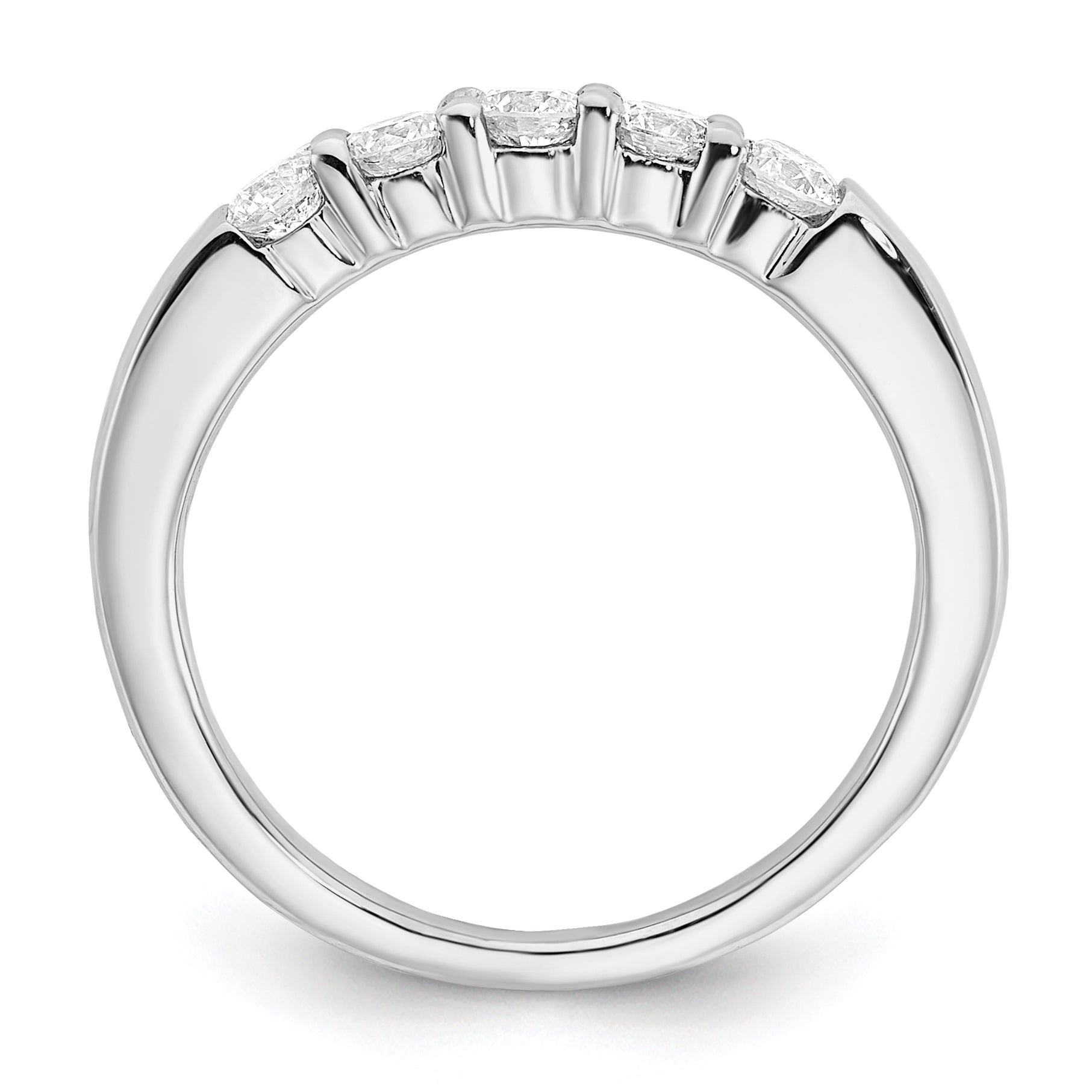 0.50ct. CZ Solid Real 14K White Gold 5-Stone Wedding Band Ring