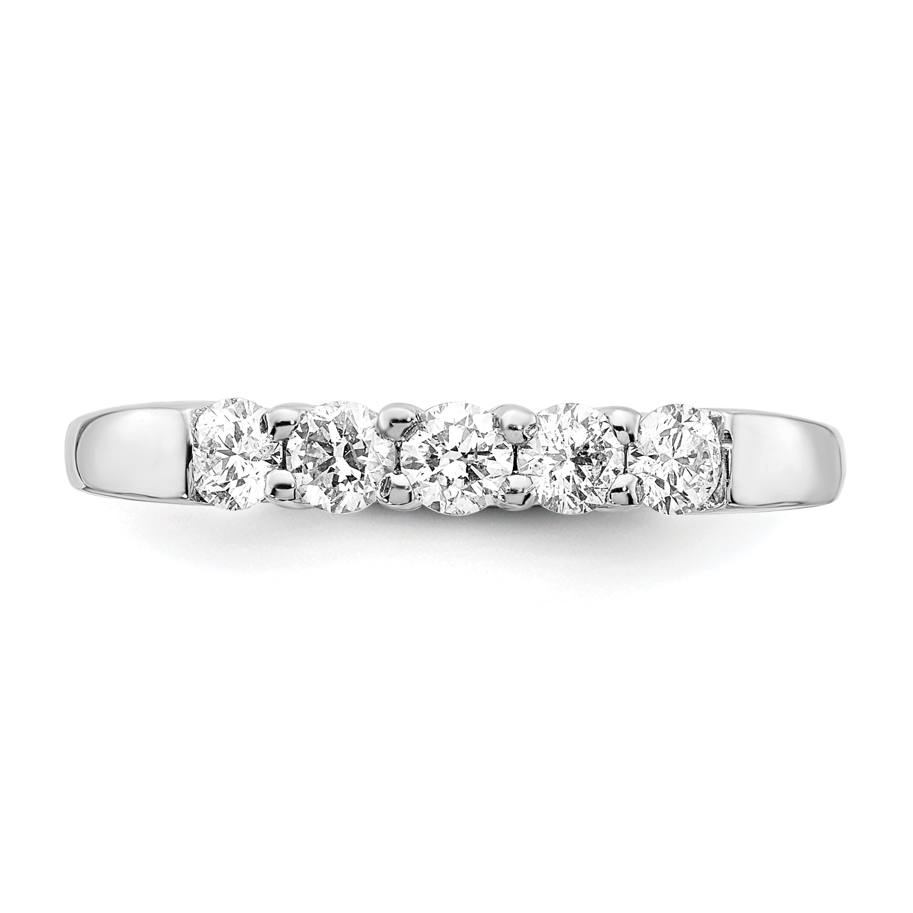 0.50ct. CZ Solid Real 14K White Gold 5-Stone Wedding Band Ring
