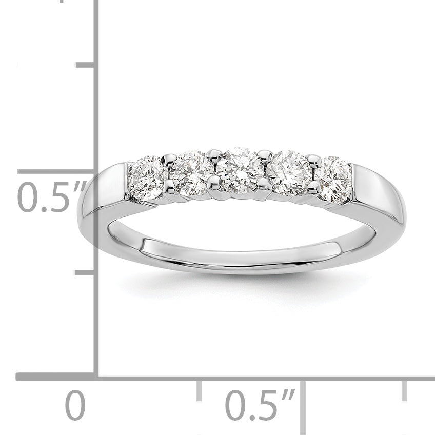0.50ct. CZ Solid Real 14K White Gold 5-Stone Wedding Band Ring