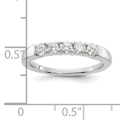 0.50ct. CZ Solid Real 14K White Gold 5-Stone Wedding Band Ring