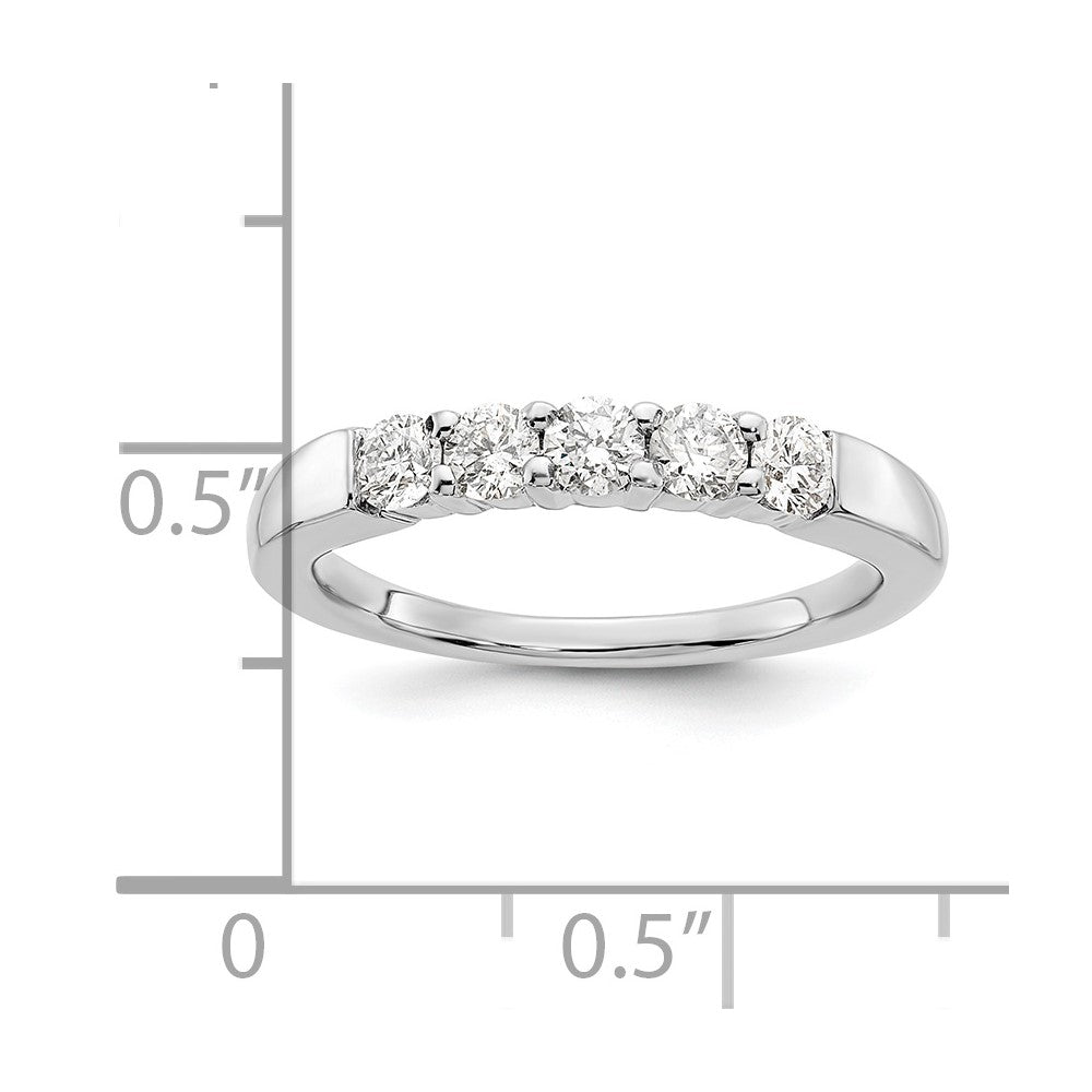 14K White Gold 5-Stone Real Diamond Band