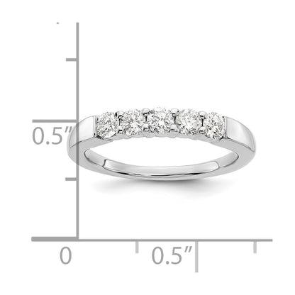 14K White Gold 5-Stone Real Diamond Band