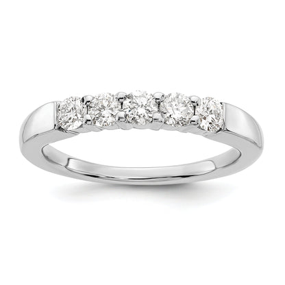 0.50ct. CZ Solid Real 14K White Gold 5-Stone Wedding Band Ring
