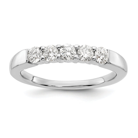 0.50ct. CZ Solid Real 14K White Gold 5-Stone Wedding Band Ring