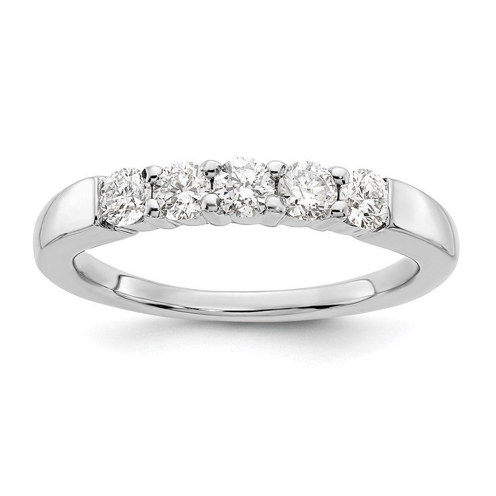 14K White Gold 5-Stone Real Diamond Band
