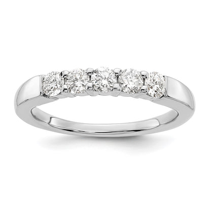 14K White Gold 5-Stone Real Diamond Band
