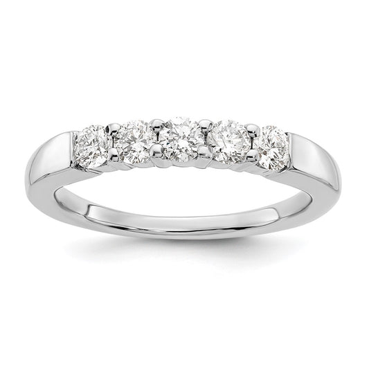 14K White Gold 5-Stone Real Diamond Band