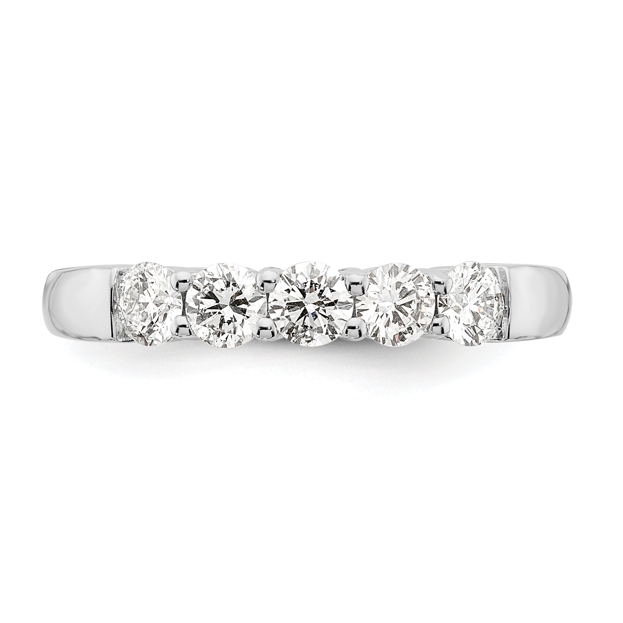 0.75ct. CZ Solid Real 14K White Gold 5-Stone Wedding Band Ring