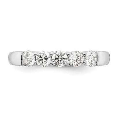 0.75ct. CZ Solid Real 14K White Gold 5-Stone Wedding Band Ring