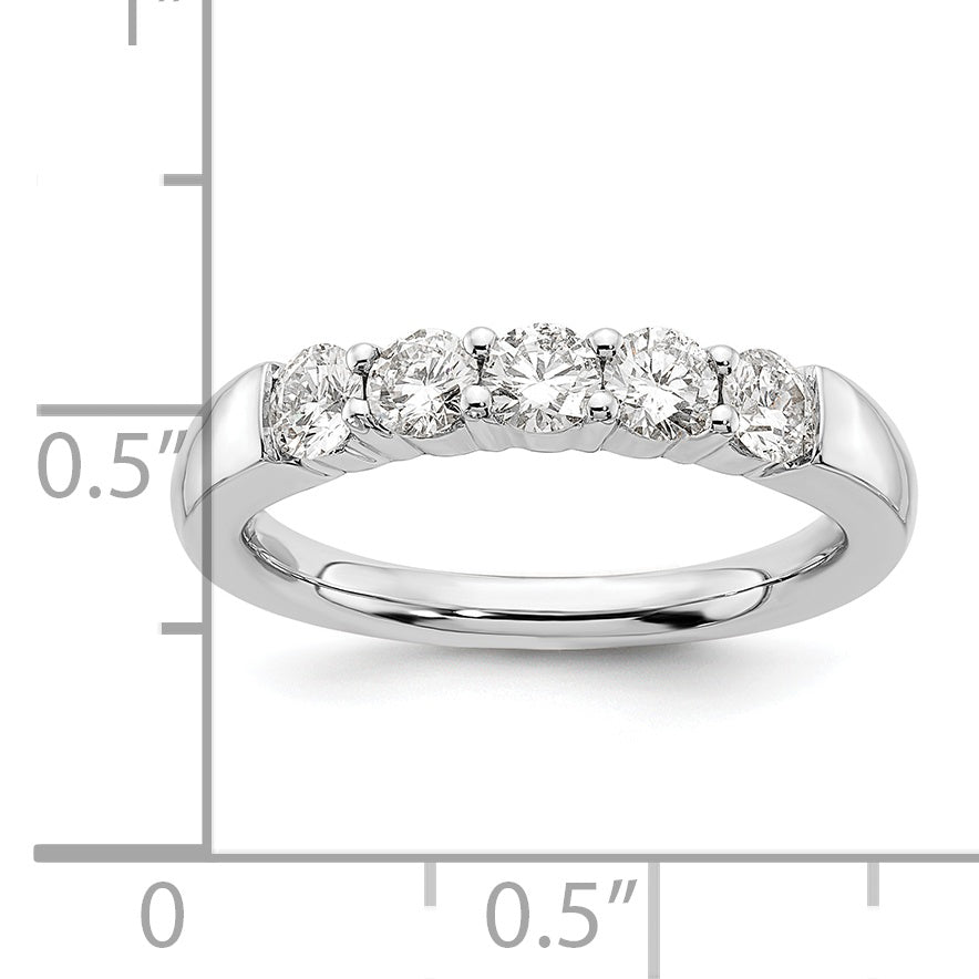 0.75ct. CZ Solid Real 14K White Gold 5-Stone Wedding Band Ring