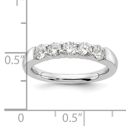0.75ct. CZ Solid Real 14K White Gold 5-Stone Wedding Band Ring