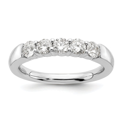0.75ct. CZ Solid Real 14K White Gold 5-Stone Wedding Band Ring