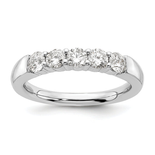 0.75ct. CZ Solid Real 14K White Gold 5-Stone Wedding Band Ring