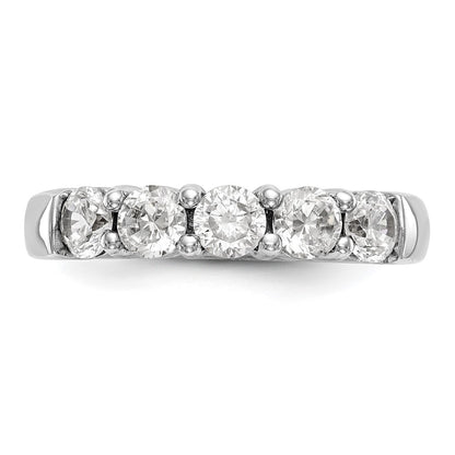14K White Gold 5-Stone Real Diamond Band