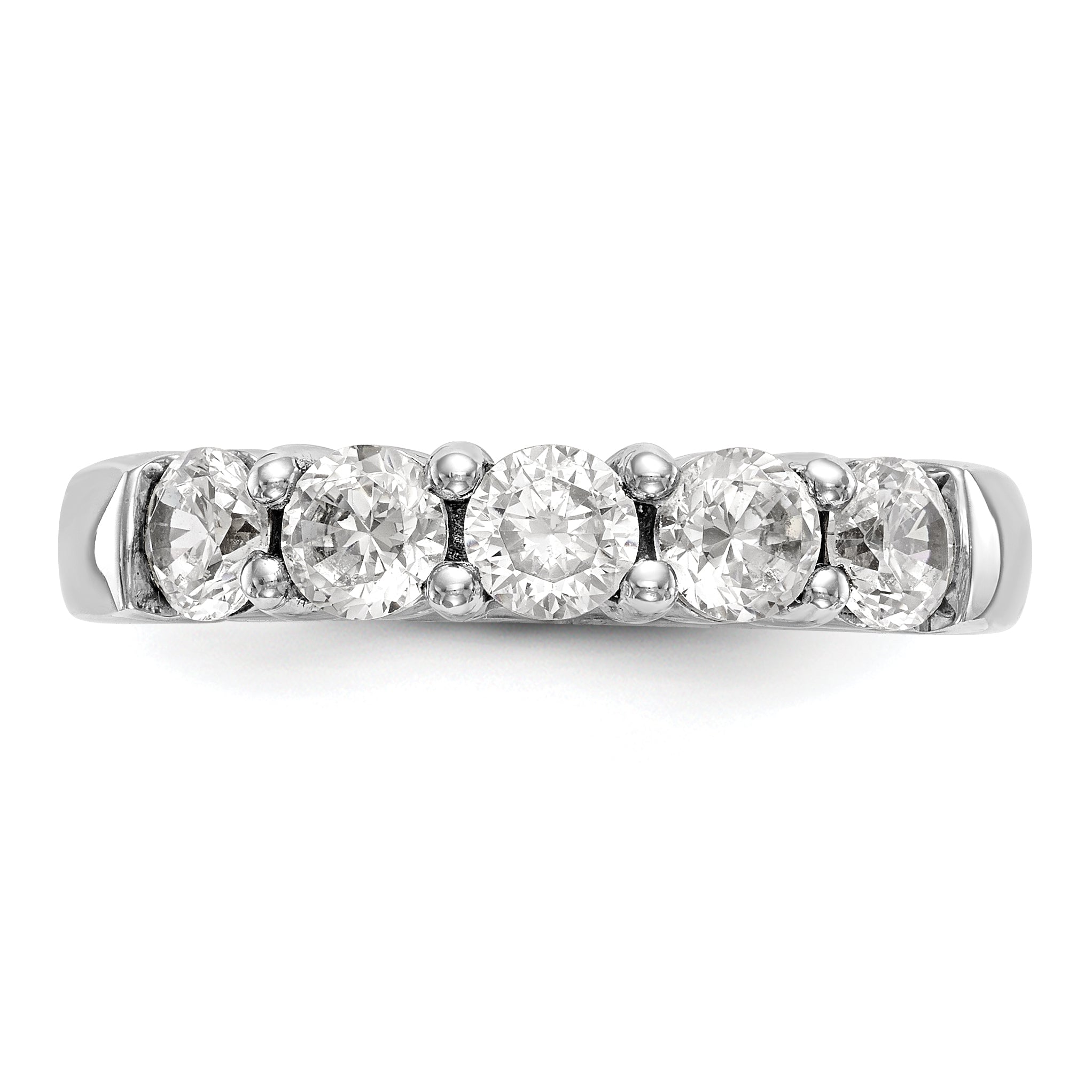 1.10ct. CZ Solid Real 14K White Gold 5-Stone Wedding Band Ring