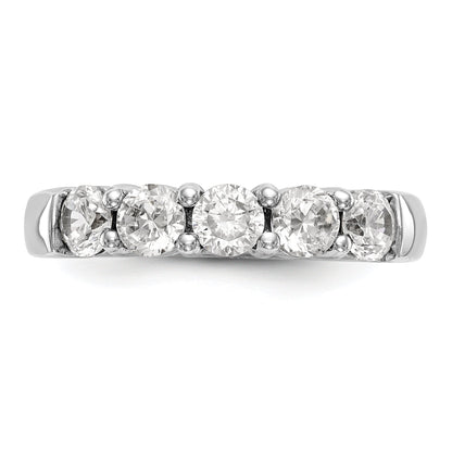 1.10ct. CZ Solid Real 14K White Gold 5-Stone Wedding Band Ring