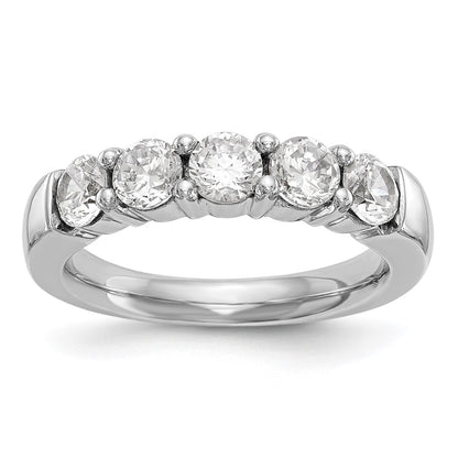 14K White Gold 5-Stone Real Diamond Band
