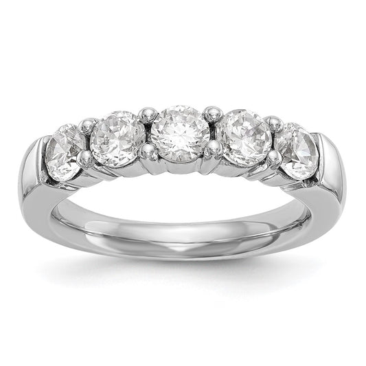 14K White Gold 5-Stone Real Diamond Band