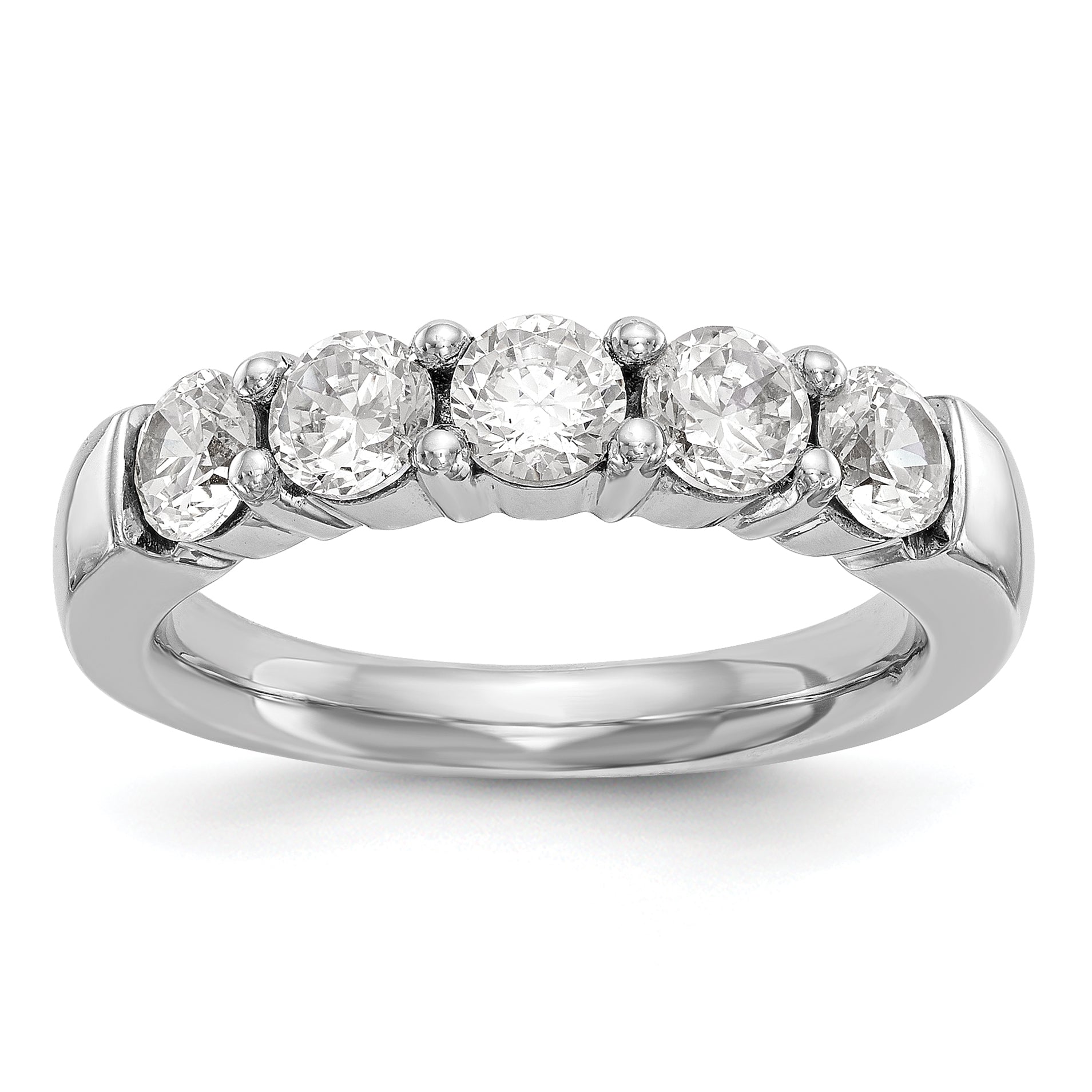 1.10ct. CZ Solid Real 14K White Gold 5-Stone Wedding Band Ring