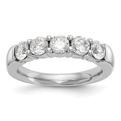 1.10ct. CZ Solid Real 14K White Gold 5-Stone Wedding Band Ring