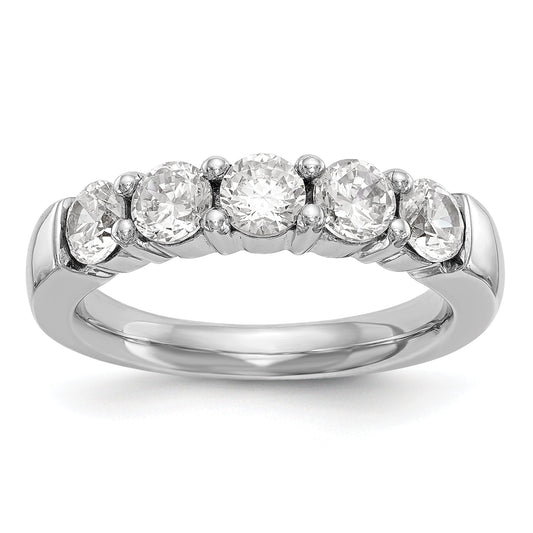 1.10ct. CZ Solid Real 14K White Gold 5-Stone Wedding Band Ring