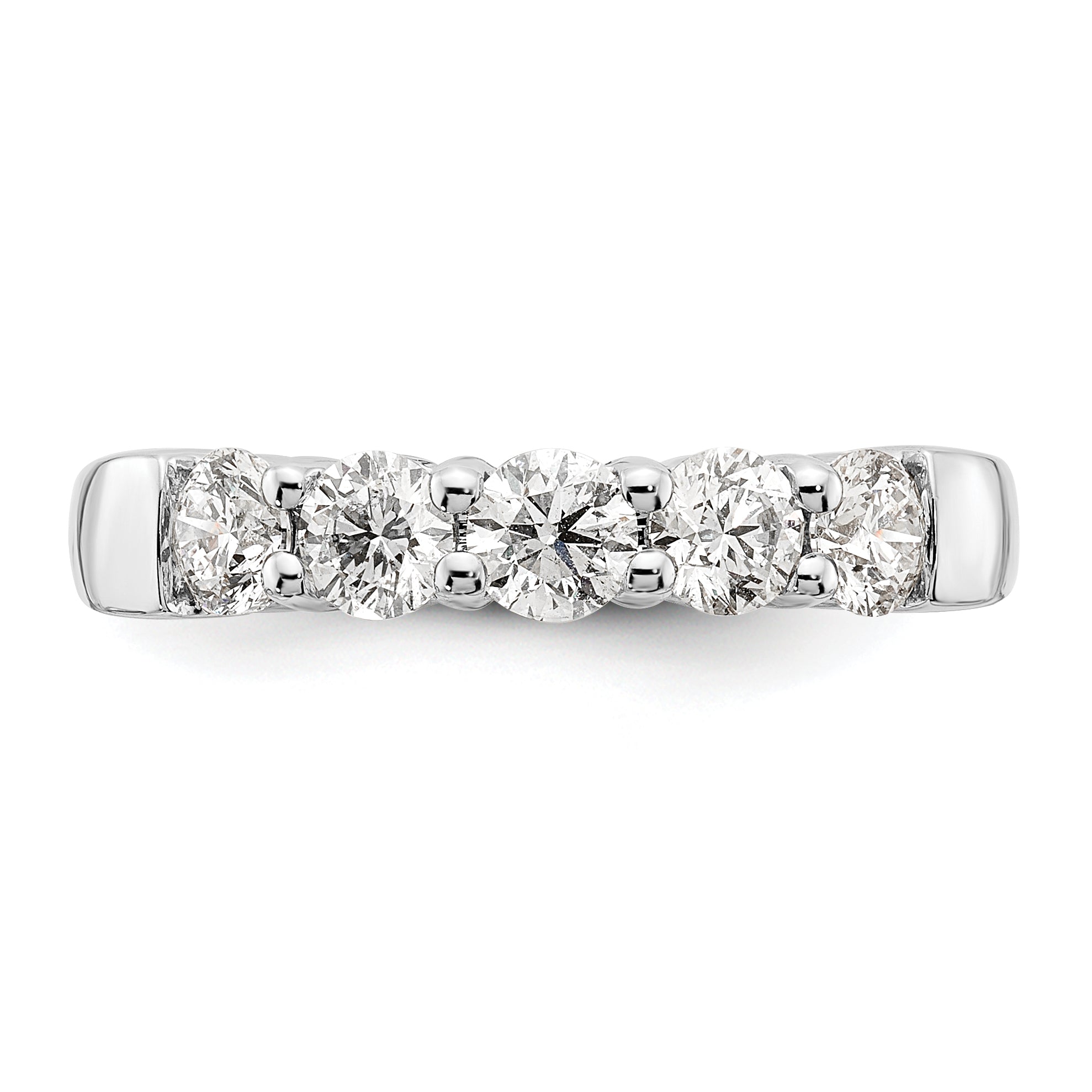 1.25ct. CZ Solid Real 14K White Gold 5-Stone Wedding Band Ring