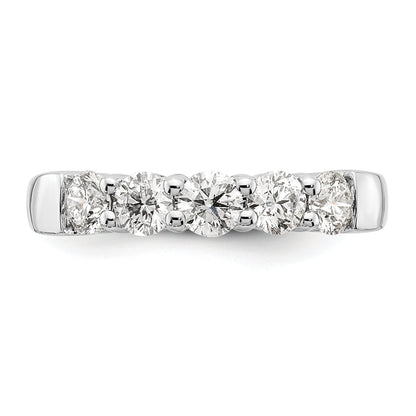 1.25ct. CZ Solid Real 14K White Gold 5-Stone Wedding Band Ring