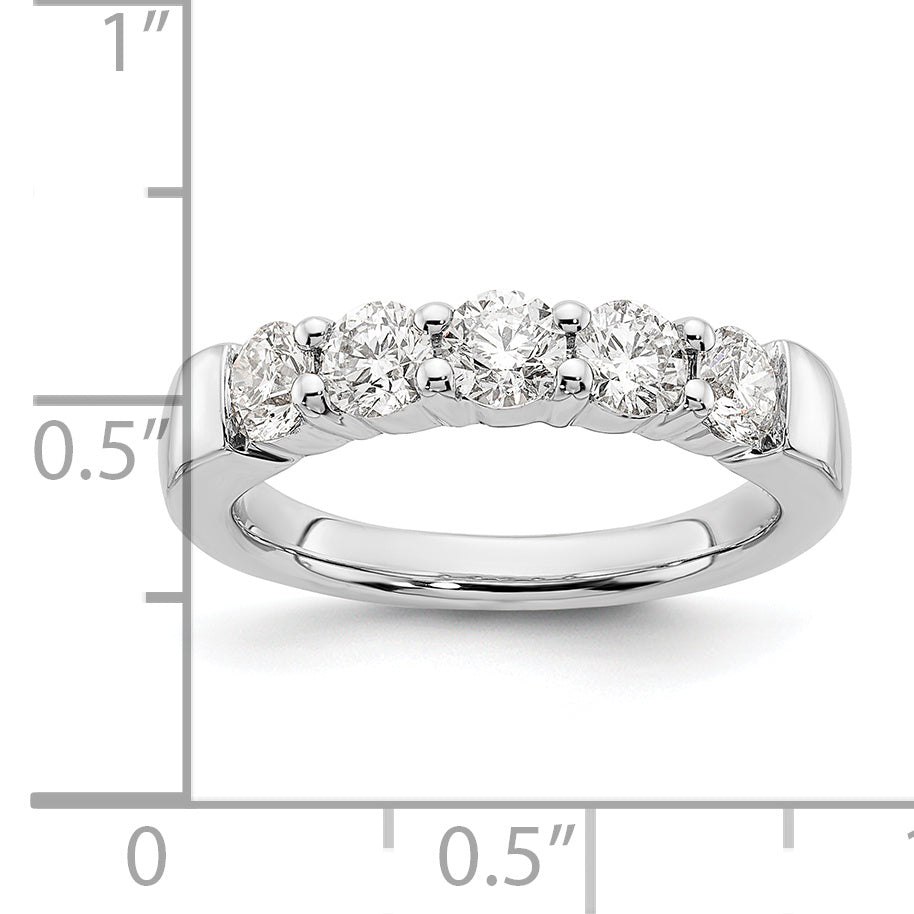 1.25ct. CZ Solid Real 14K White Gold 5-Stone Wedding Band Ring