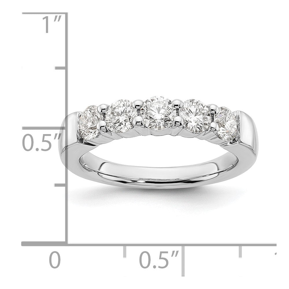 14K White Gold 5-Stone Real Diamond Band