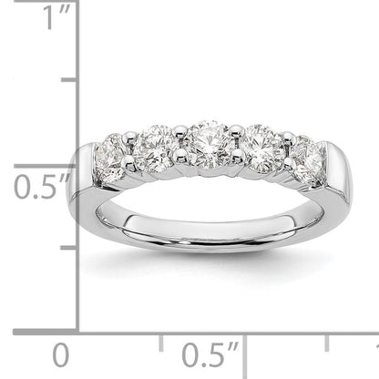 1.25ct. CZ Solid Real 14K White Gold 5-Stone Wedding Band Ring
