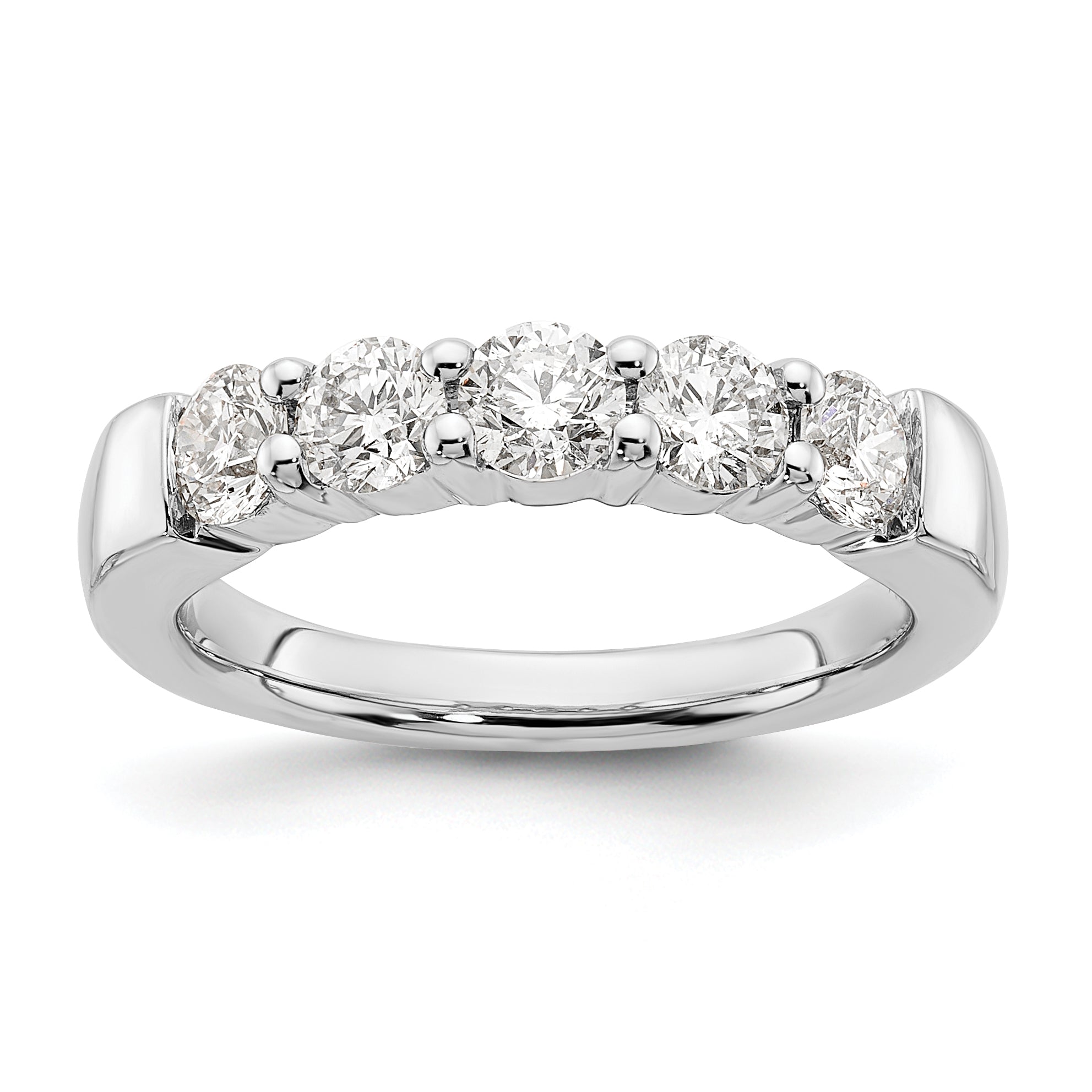 1.25ct. CZ Solid Real 14K White Gold 5-Stone Wedding Band Ring