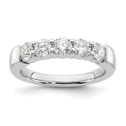 1.25ct. CZ Solid Real 14K White Gold 5-Stone Wedding Band Ring