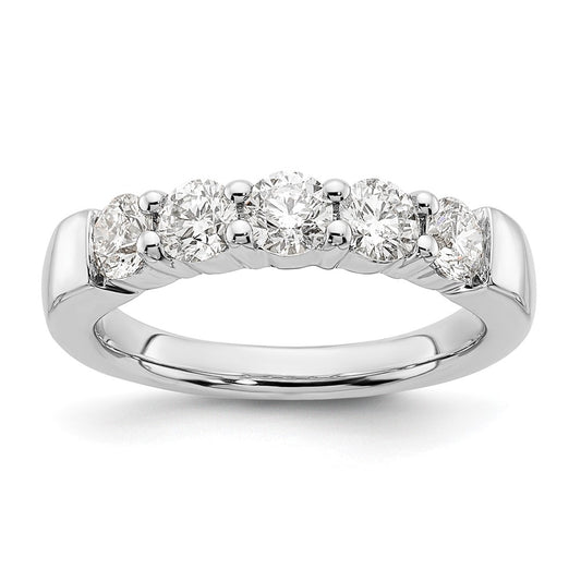 14K White Gold 5-Stone Real Diamond Band