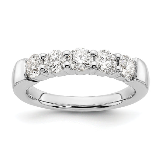 1.25ct. CZ Solid Real 14K White Gold 5-Stone Wedding Band Ring