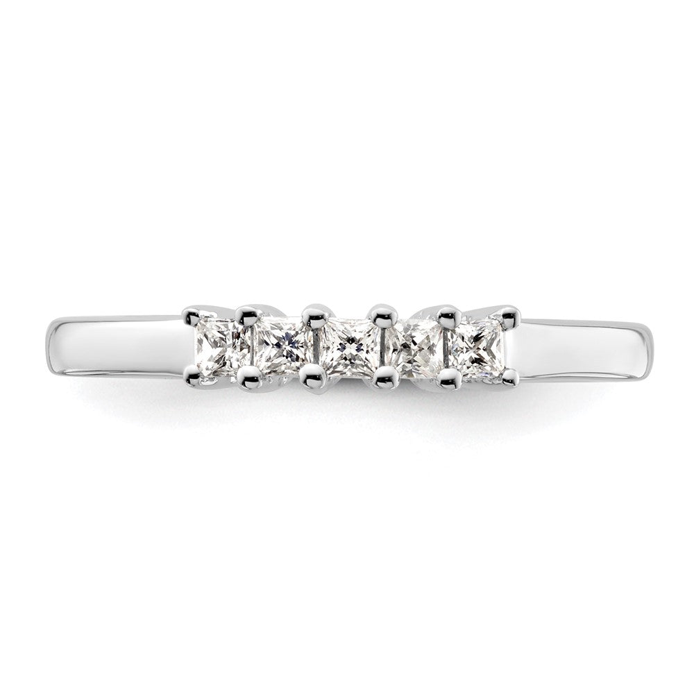 14K White Gold 5-Stone Real Diamond Band