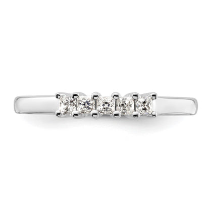 14K White Gold 5-Stone Real Diamond Band