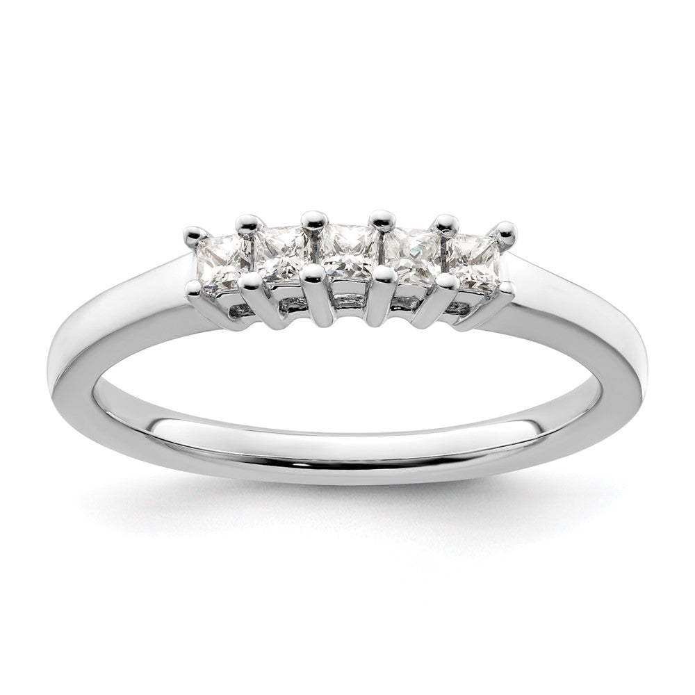 14K White Gold 5-Stone Real Diamond Band