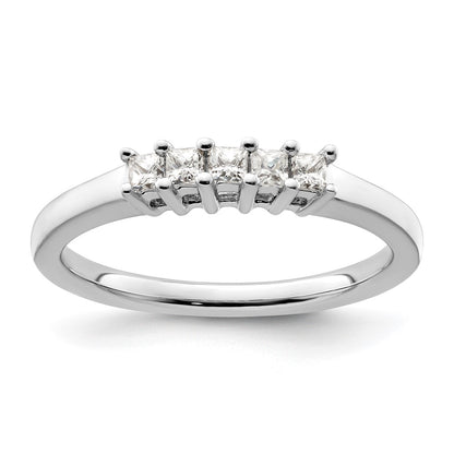 14K White Gold 5-Stone Real Diamond Band