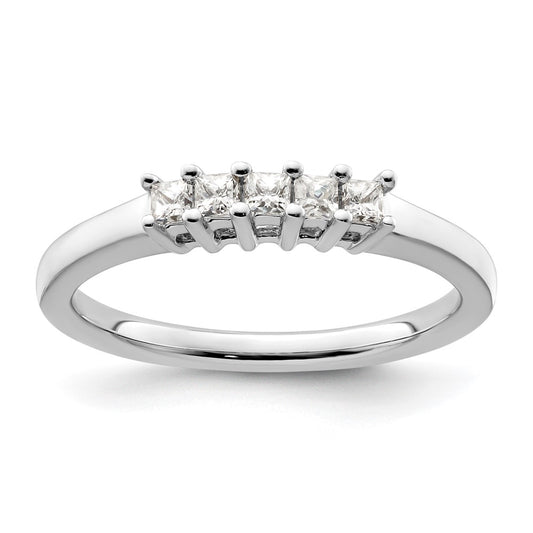 14K White Gold 5-Stone Real Diamond Band