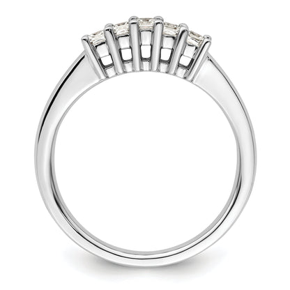 0.33ct. CZ Solid Real 14K White Gold 5-Stone Wedding Band Ring