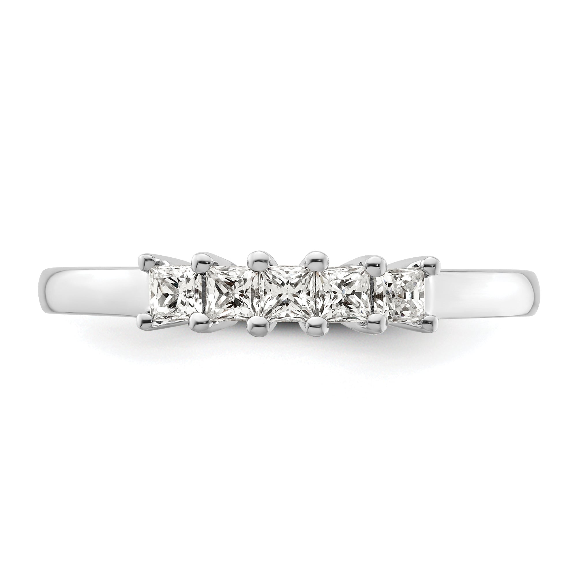 0.33ct. CZ Solid Real 14K White Gold 5-Stone Wedding Band Ring