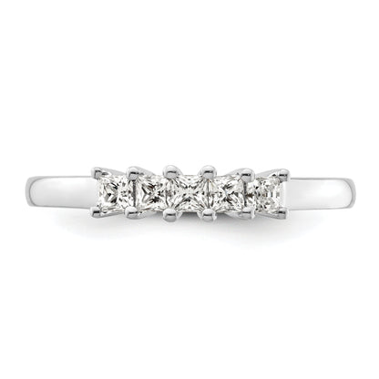 0.33ct. CZ Solid Real 14K White Gold 5-Stone Wedding Band Ring