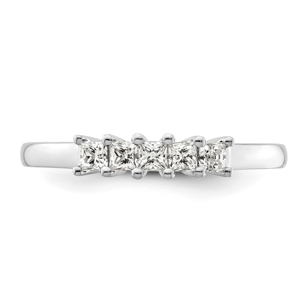 14K White Gold 5-Stone Real Diamond Band