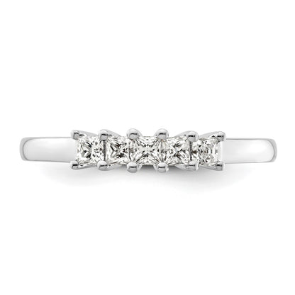 14K White Gold 5-Stone Real Diamond Band